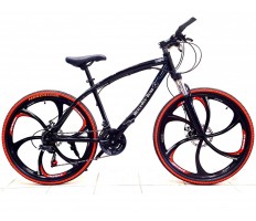 Bicycle Mercedes Benz Black-Red on cast wheels with 6 spoke wheels
